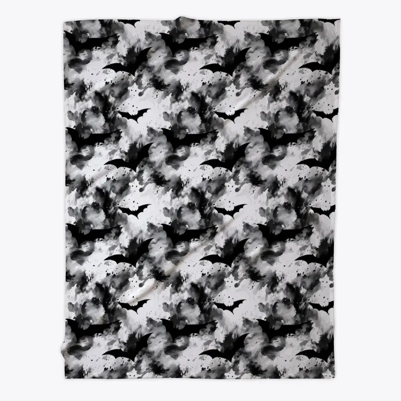 Nocturnal Revenge Abstract Bats On White